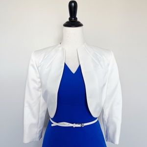Tahari Fitted White Satin Bolero